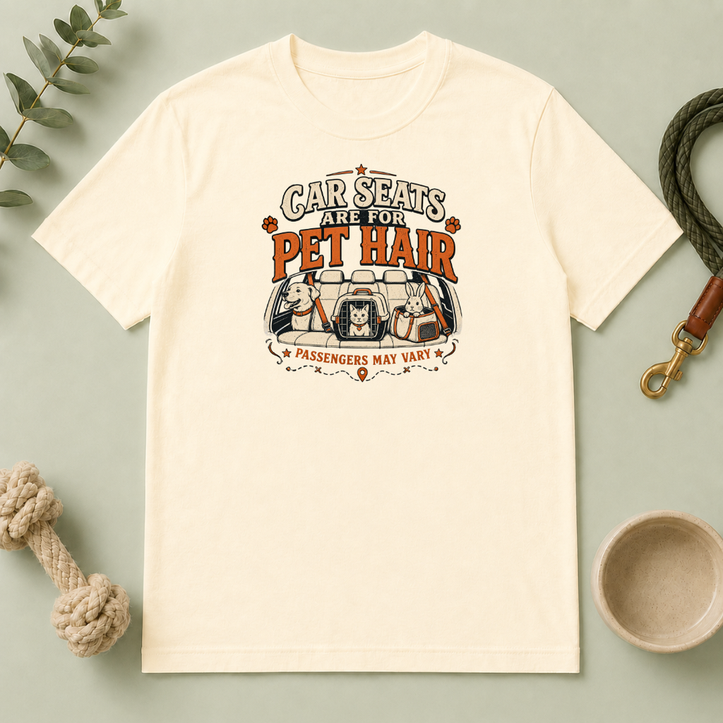 "Car Seats Are For Pet Hair" Graphic Tee for Dog & Cat Lovers