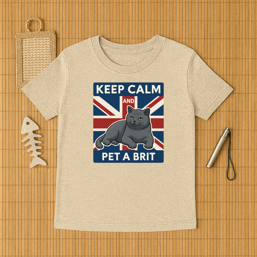 Keep Calm Pet a Brit Cat Tee