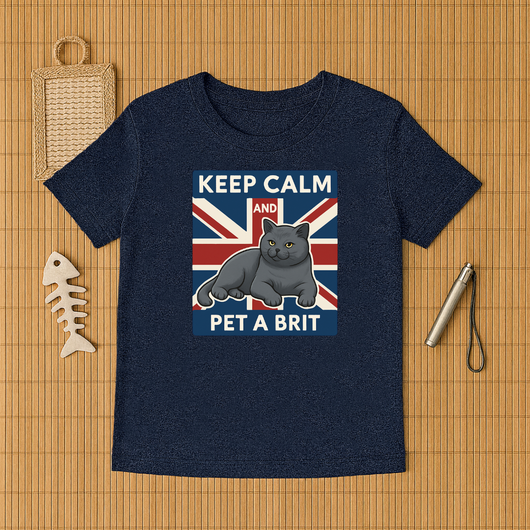 Keep Calm Pet a Brit Cat Tee