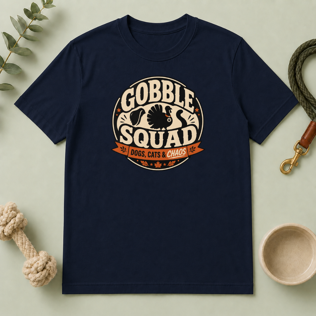 Gobble Squad Dogs, Cats & Chaos Thanksgiving Tee