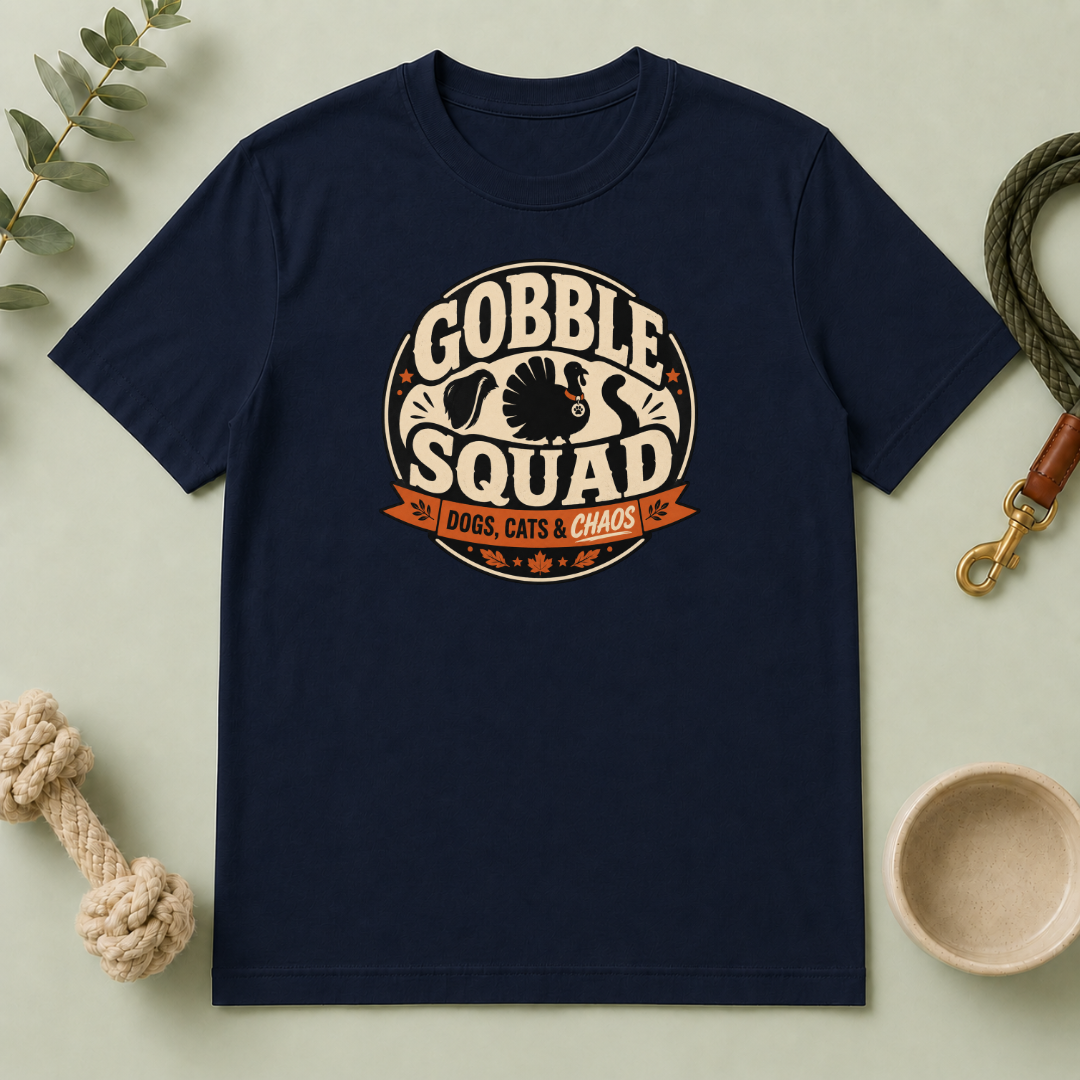Gobble Squad Dogs, Cats & Chaos Thanksgiving Tee