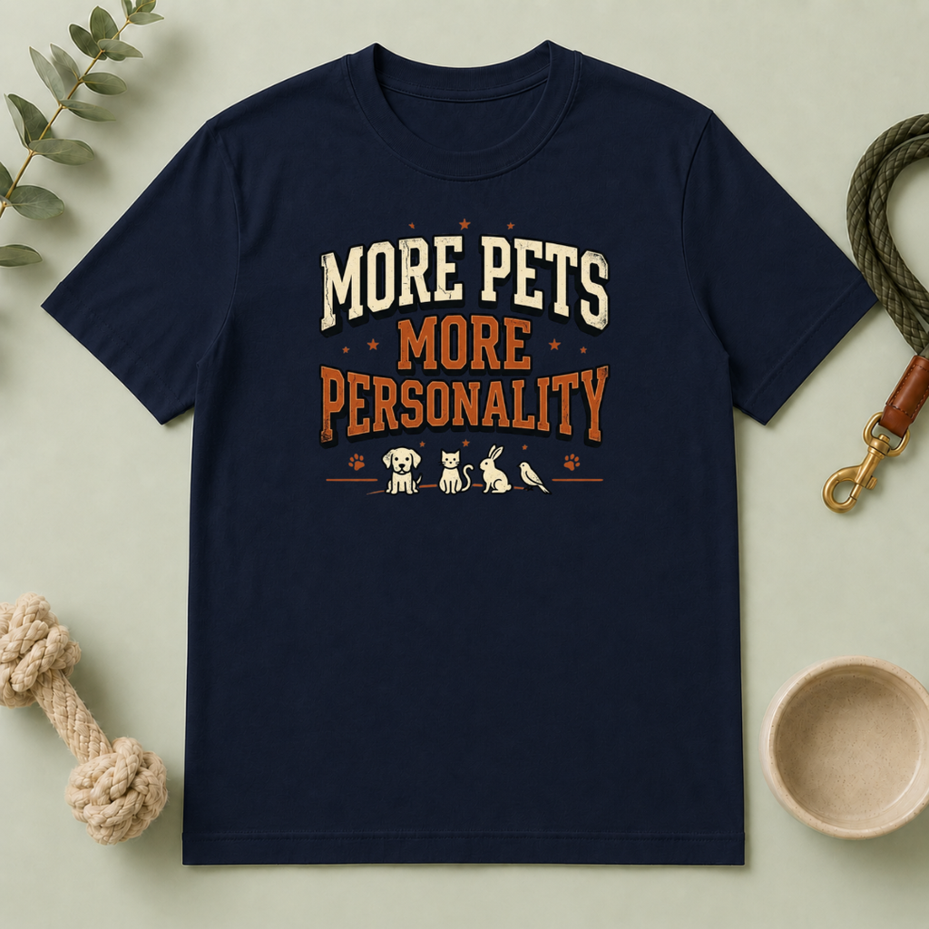 More Pets More Personality T-Shirt — Cute Retro Pet Lover Tee