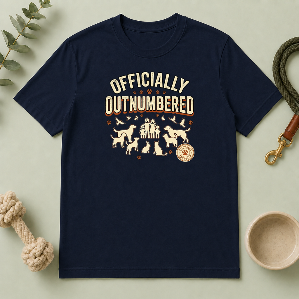 Officially Outnumbered T-Shirt — Funny Family & Pet Graphic Tee