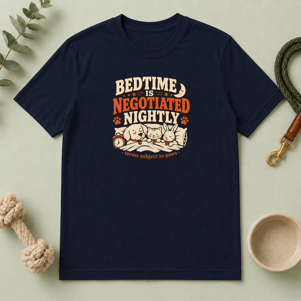 Bedtime Is Negotiated Nightly — Cute Sleepy Pets Graphic Tee