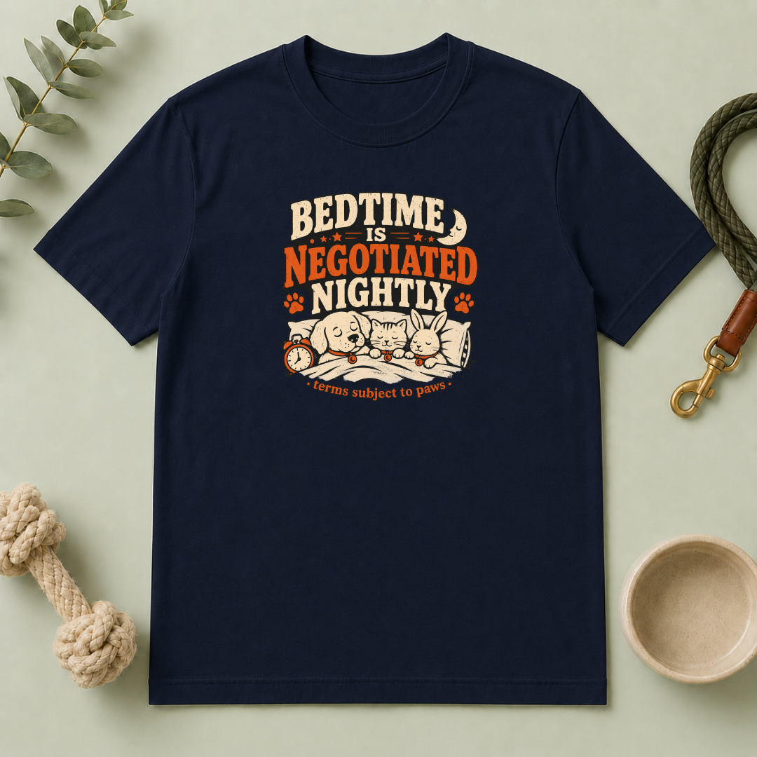 Bedtime Is Negotiated Nightly — Cute Sleepy Pets Graphic Tee