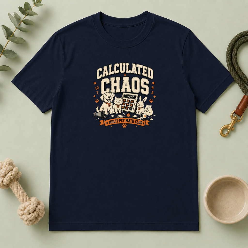 Calculated Chaos — Cute Pets & Math Pun Graphic Tee