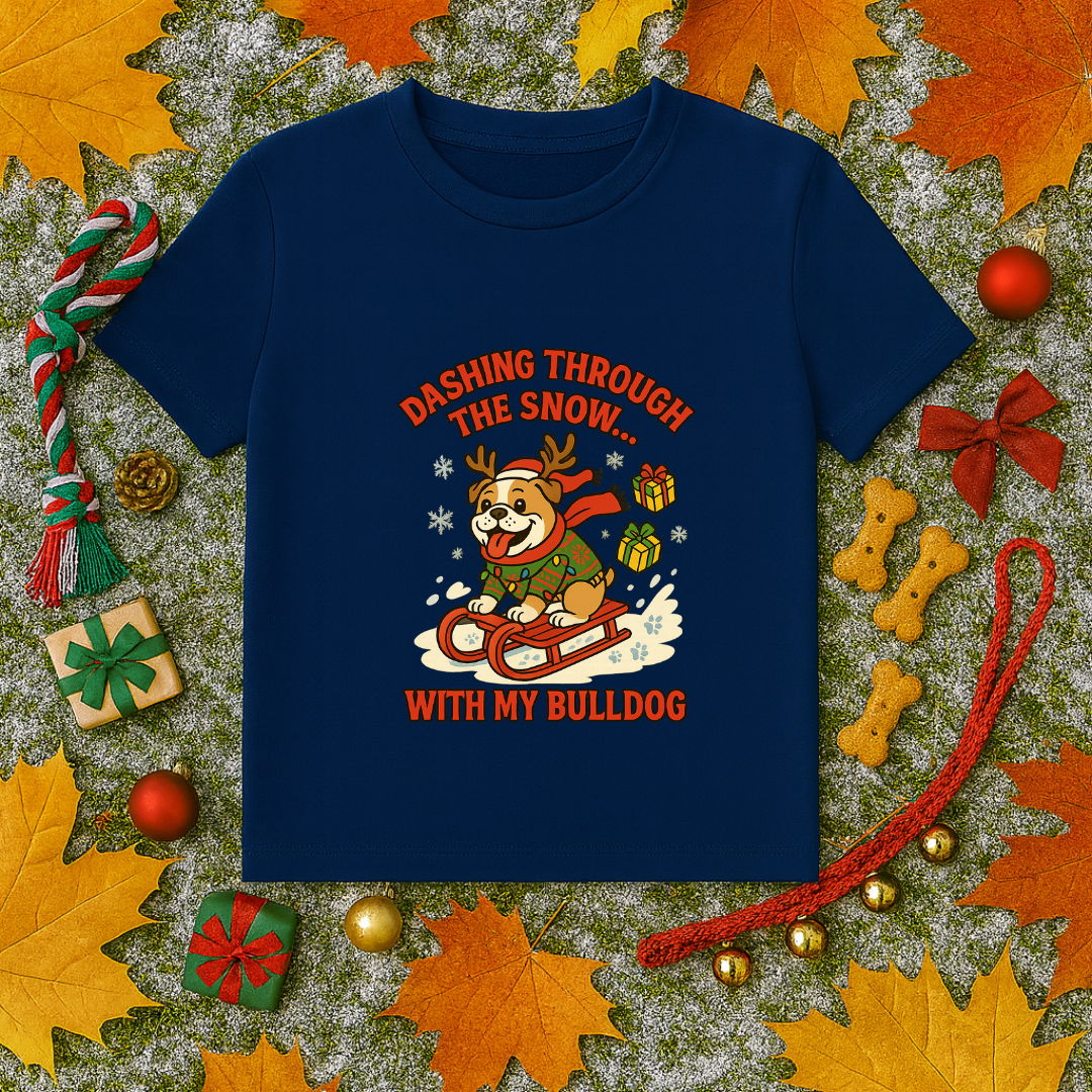 Dashing Through the Snow With My Bulldog