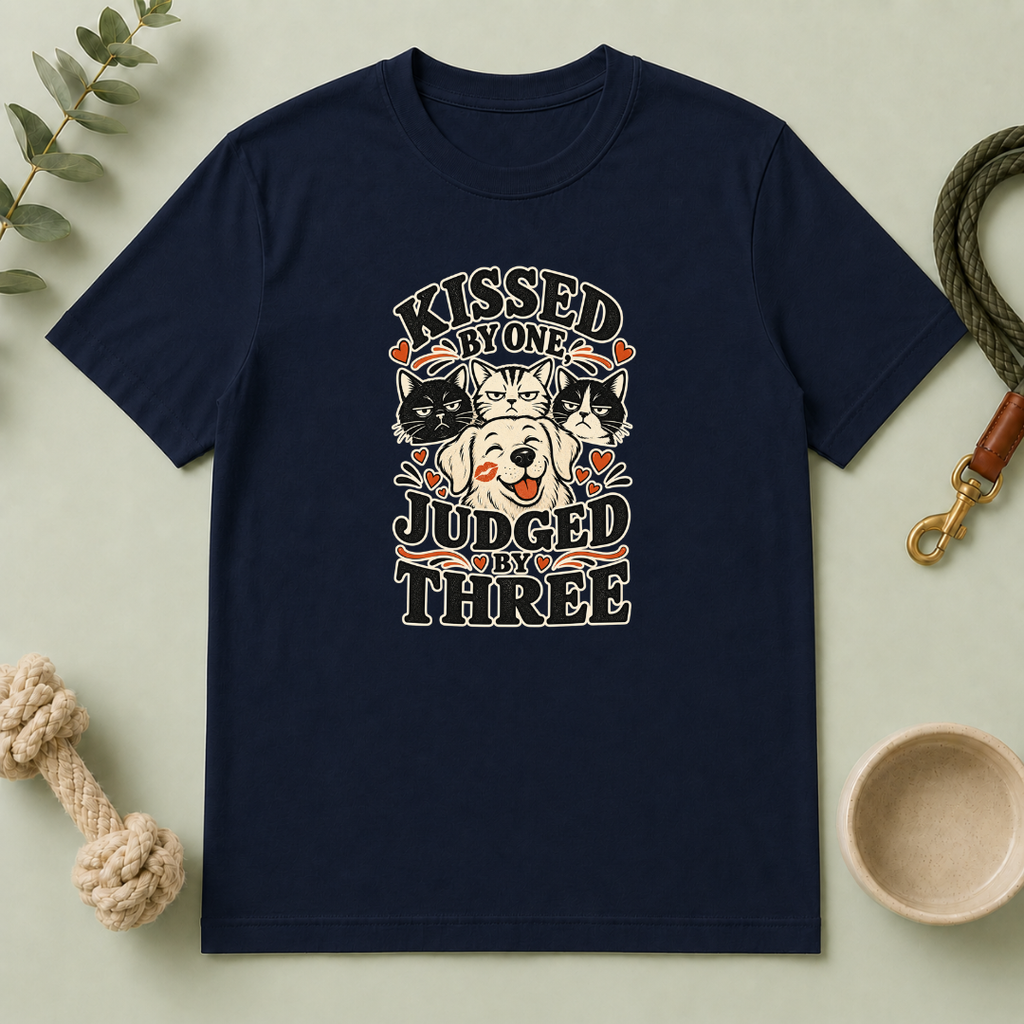 Kissed by One Judged by Three Valentine Pet T-Shirt