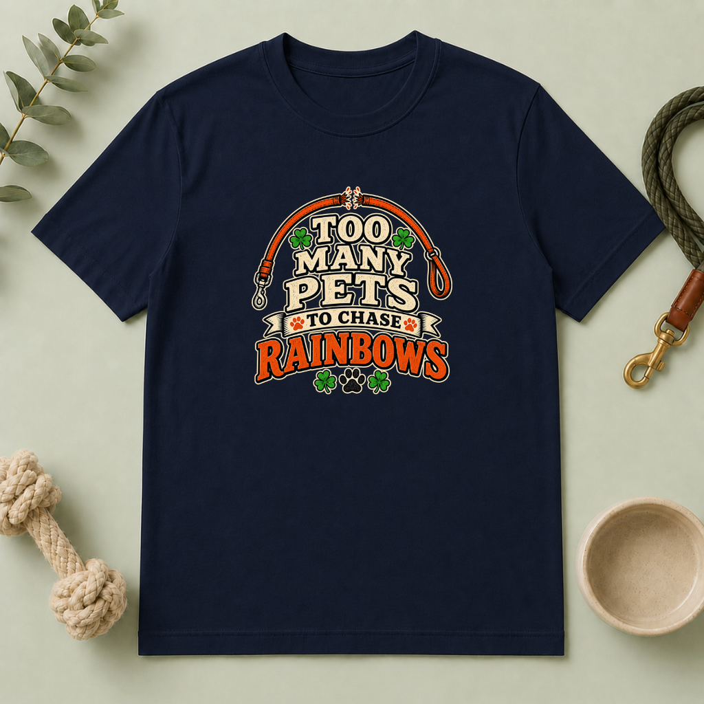 Too Many Pets to Chase Rainbows St. Patrick’s Day T-Shirt