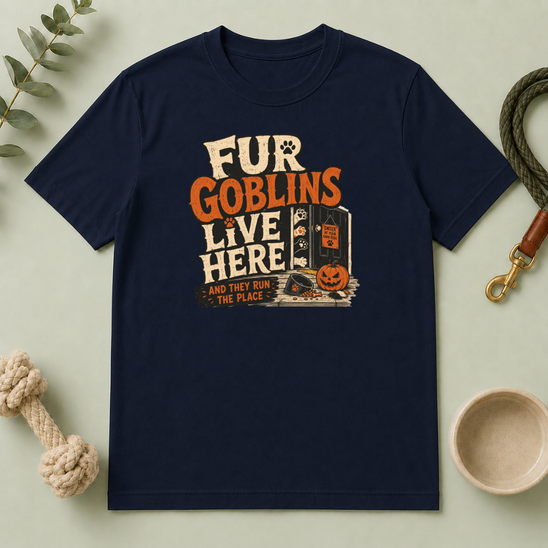 Fur Goblins Live Here Halloween Pet T-Shirt