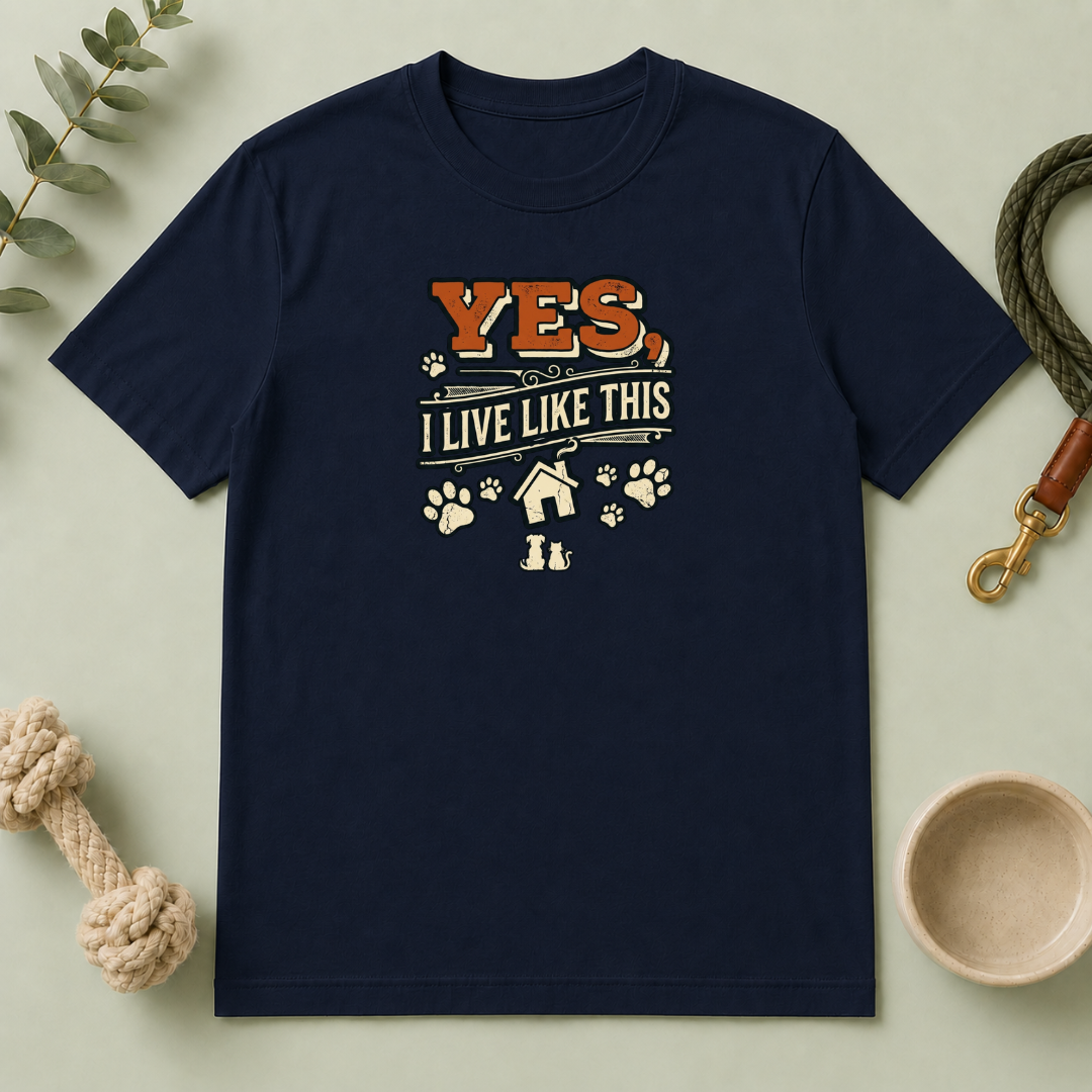 "Yes, I Live Like This" Paw Print Homeowner Tee