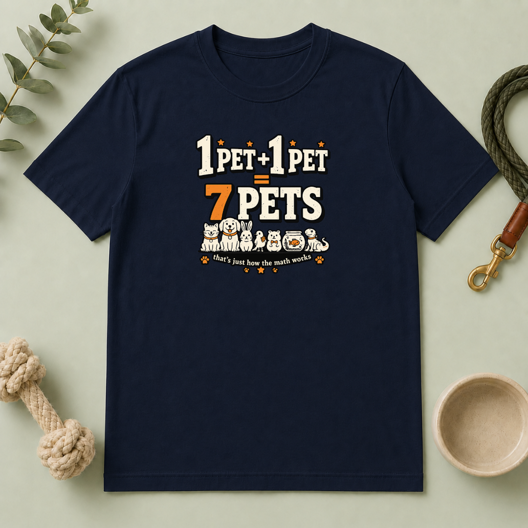 “1 Pet + 1 Pet = 7 Pets” Cute Pet Lover Tee