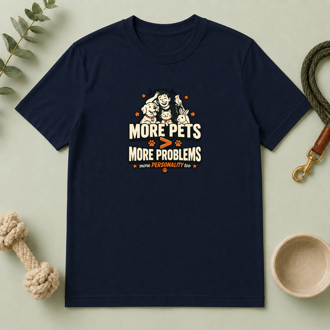 "More Pets > More Problems" Cute Retro Pet Lover Tee