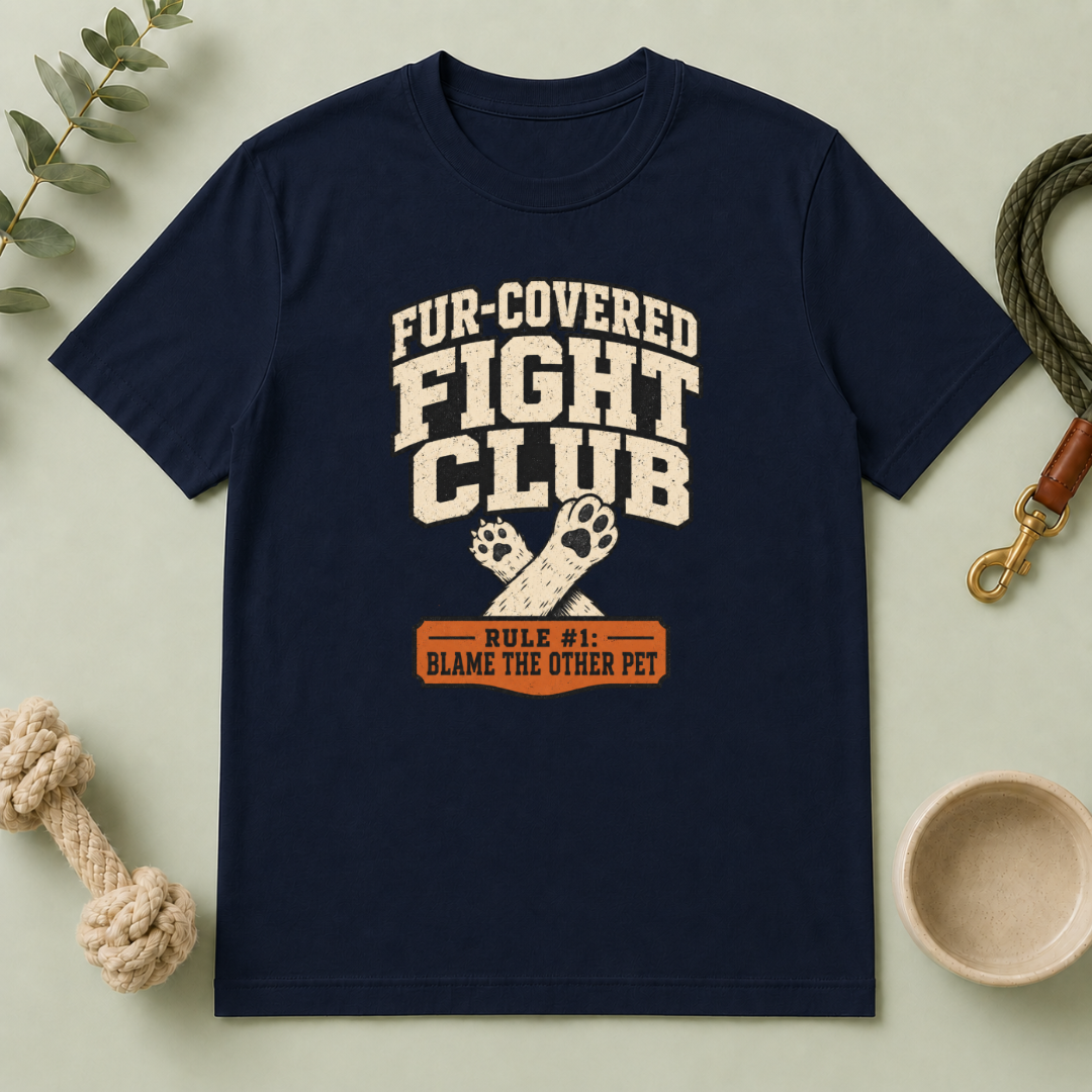 Fur-Covered Fight Club – Dog & Cat Rivalry T-Shirt