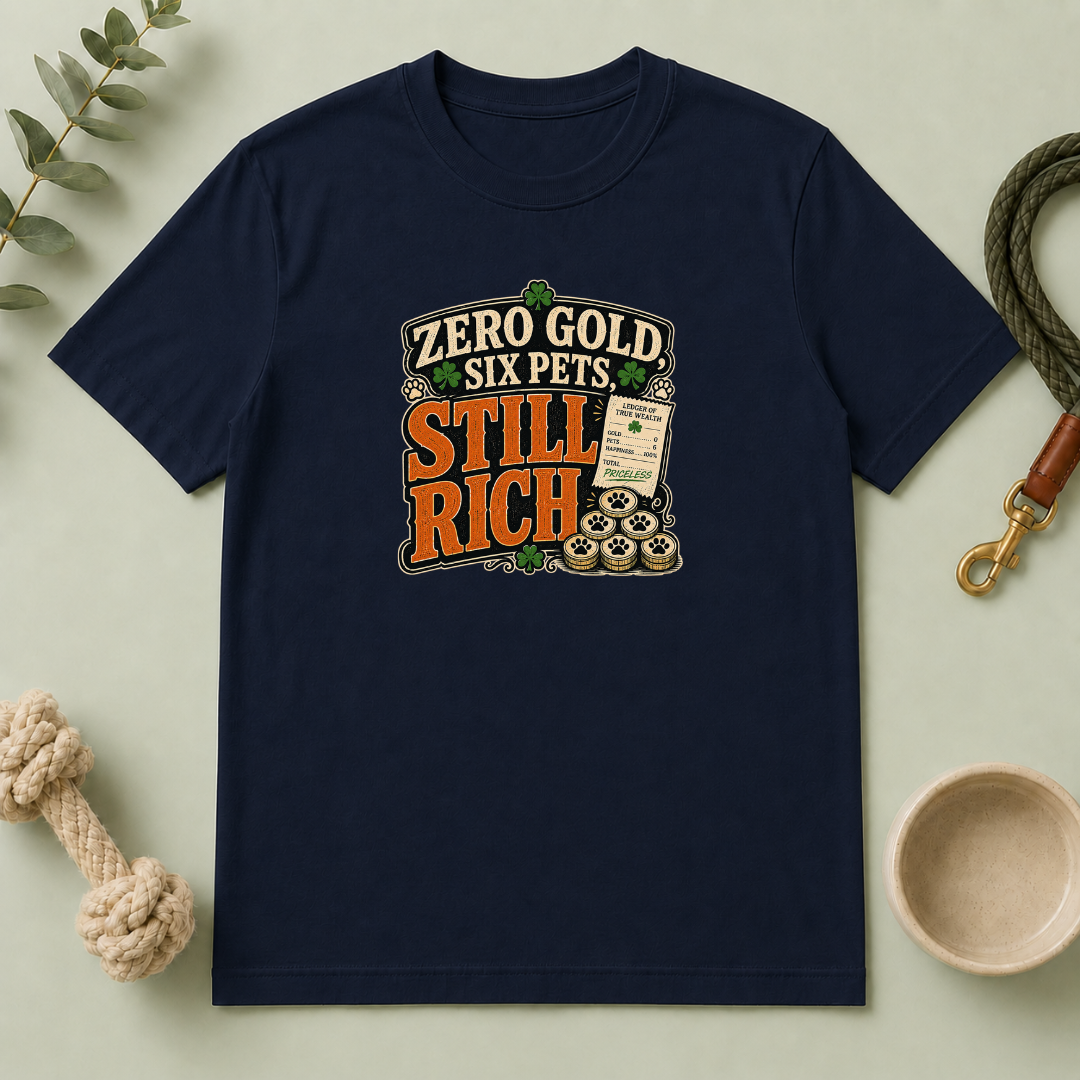 Zero Gold, Six Pets, Still Rich St. Patrick’s Day T-Shirt