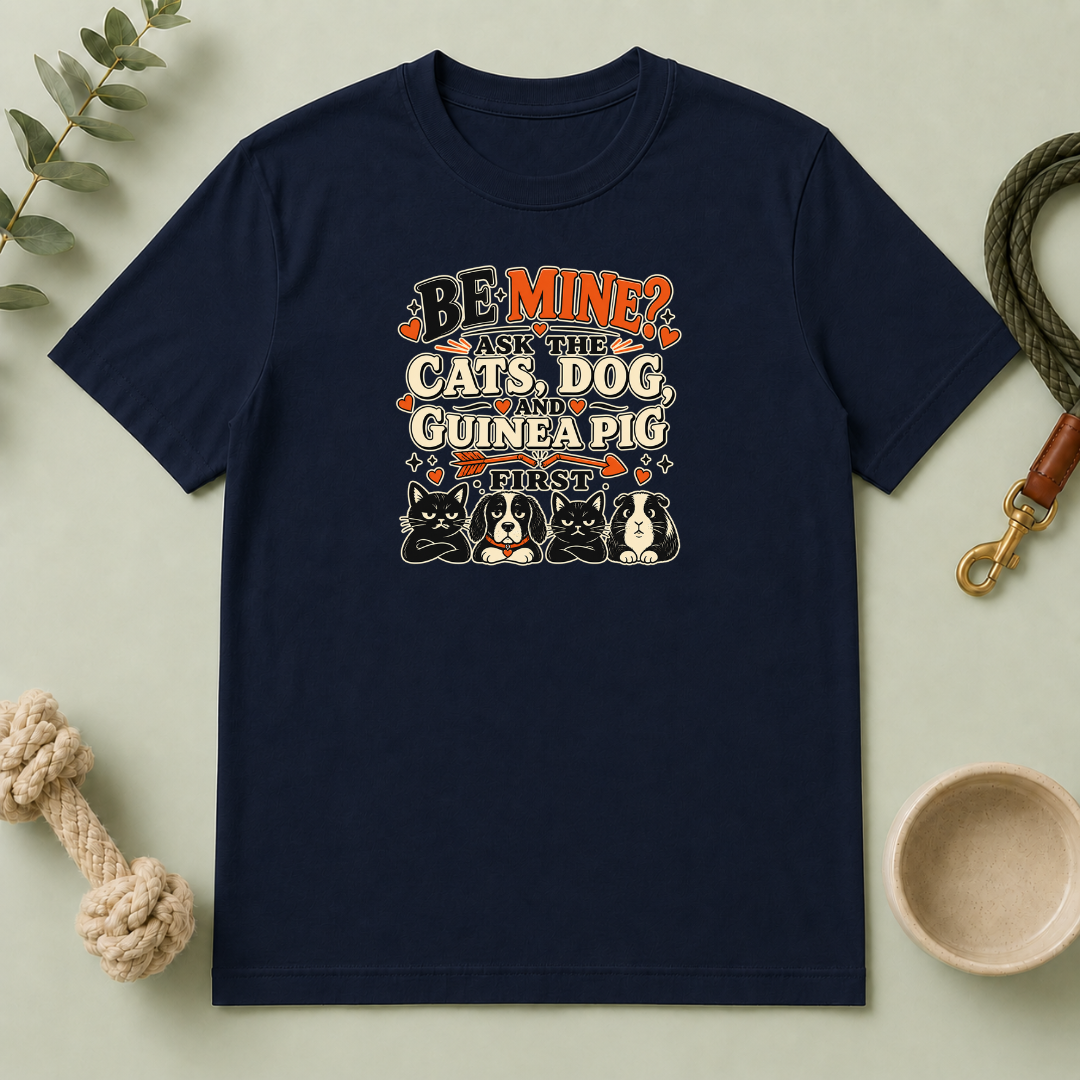 Be Mine? Ask the Cats, Dog & Guinea Pig First Valentine T-Shirt