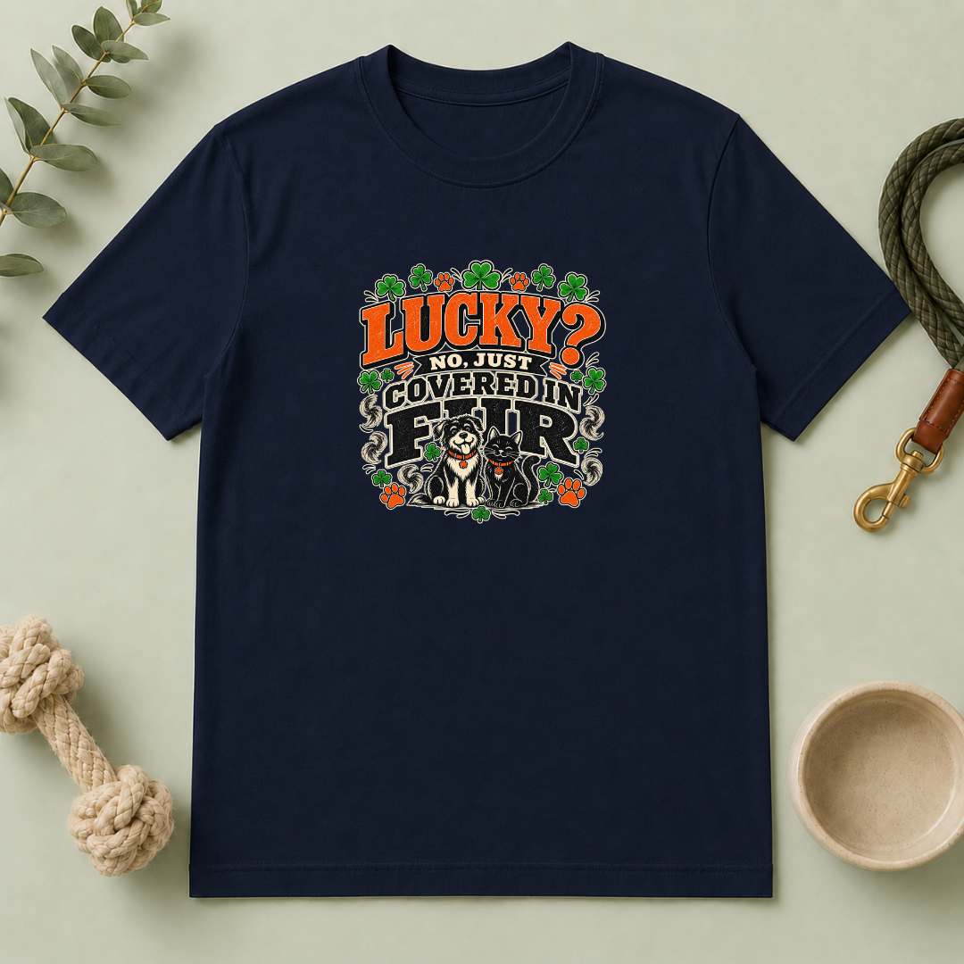 Lucky? No, Just Covered in Fur St. Patrick’s Day T-Shirt
