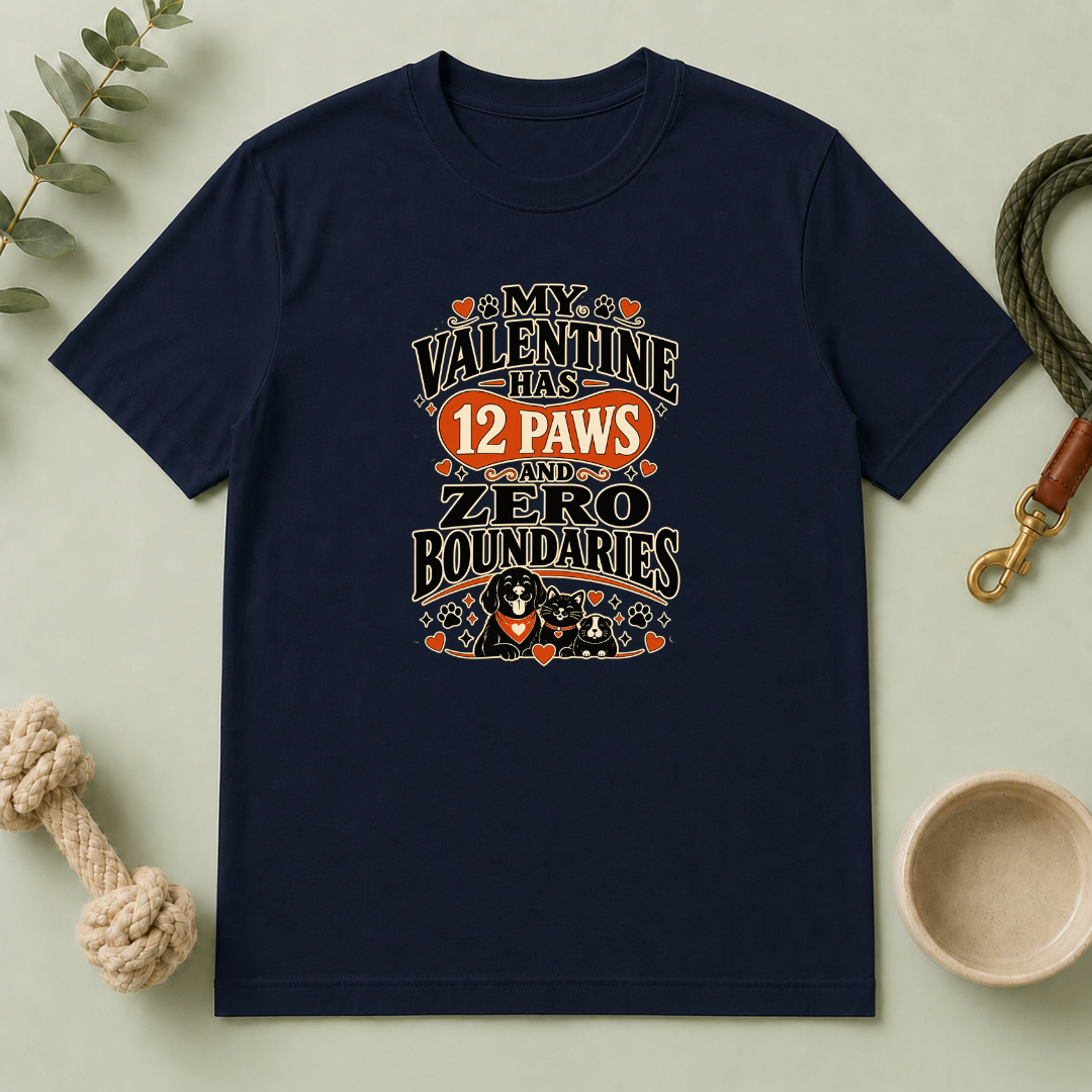 My Valentine Has 12 Paws and Zero Boundaries Pet T-Shirt