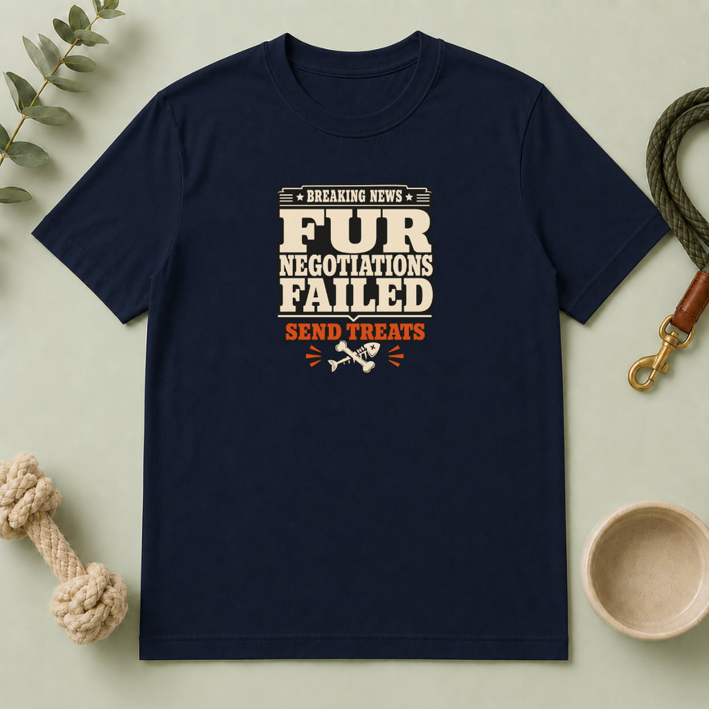 "Breaking News: Fur Negotiations Failed — Send Treats" Funny Pet Lover Tee