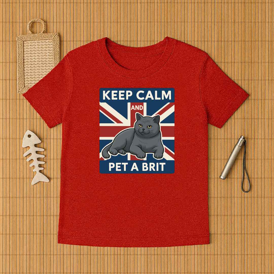 Keep Calm Pet a Brit Cat Tee