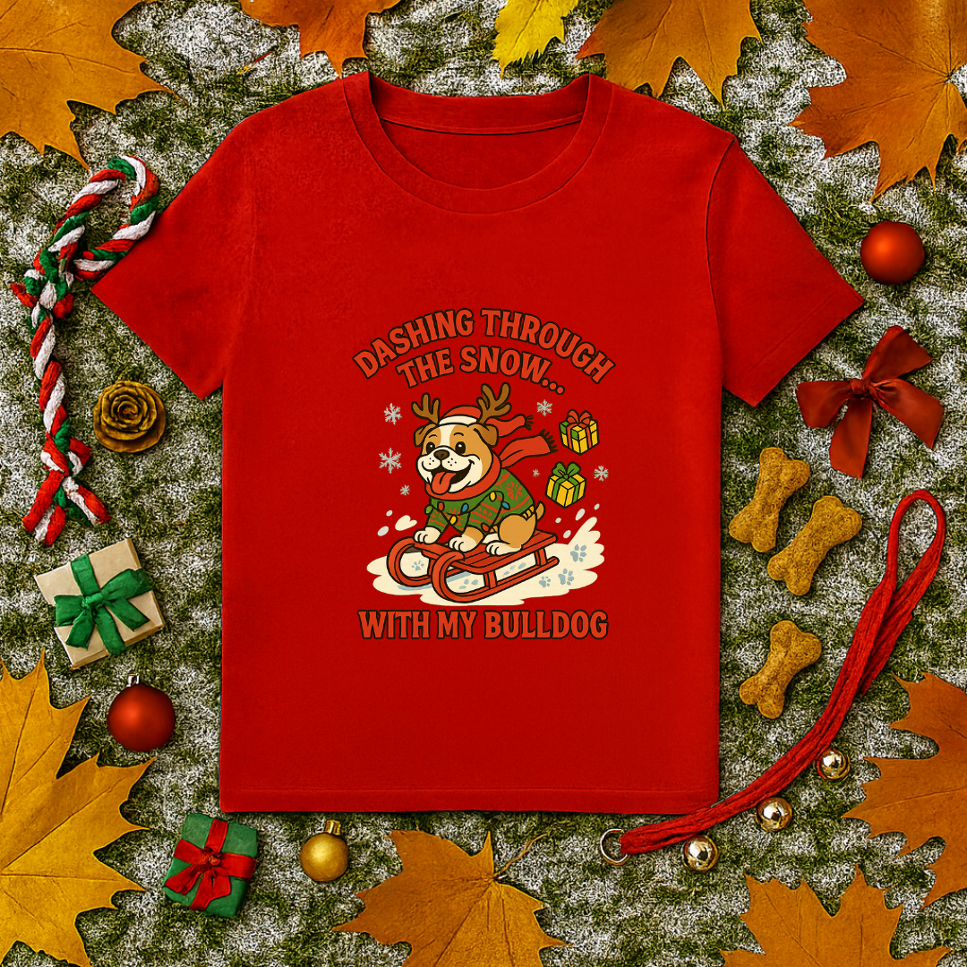 Dashing Through the Snow With My Bulldog