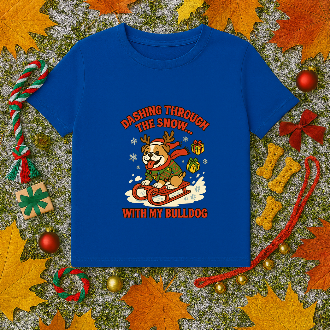 Dashing Through the Snow With My Bulldog