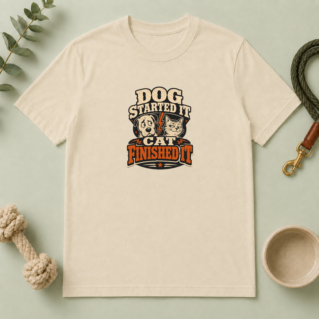 Dog Started It Cat Finished It T-Shirt