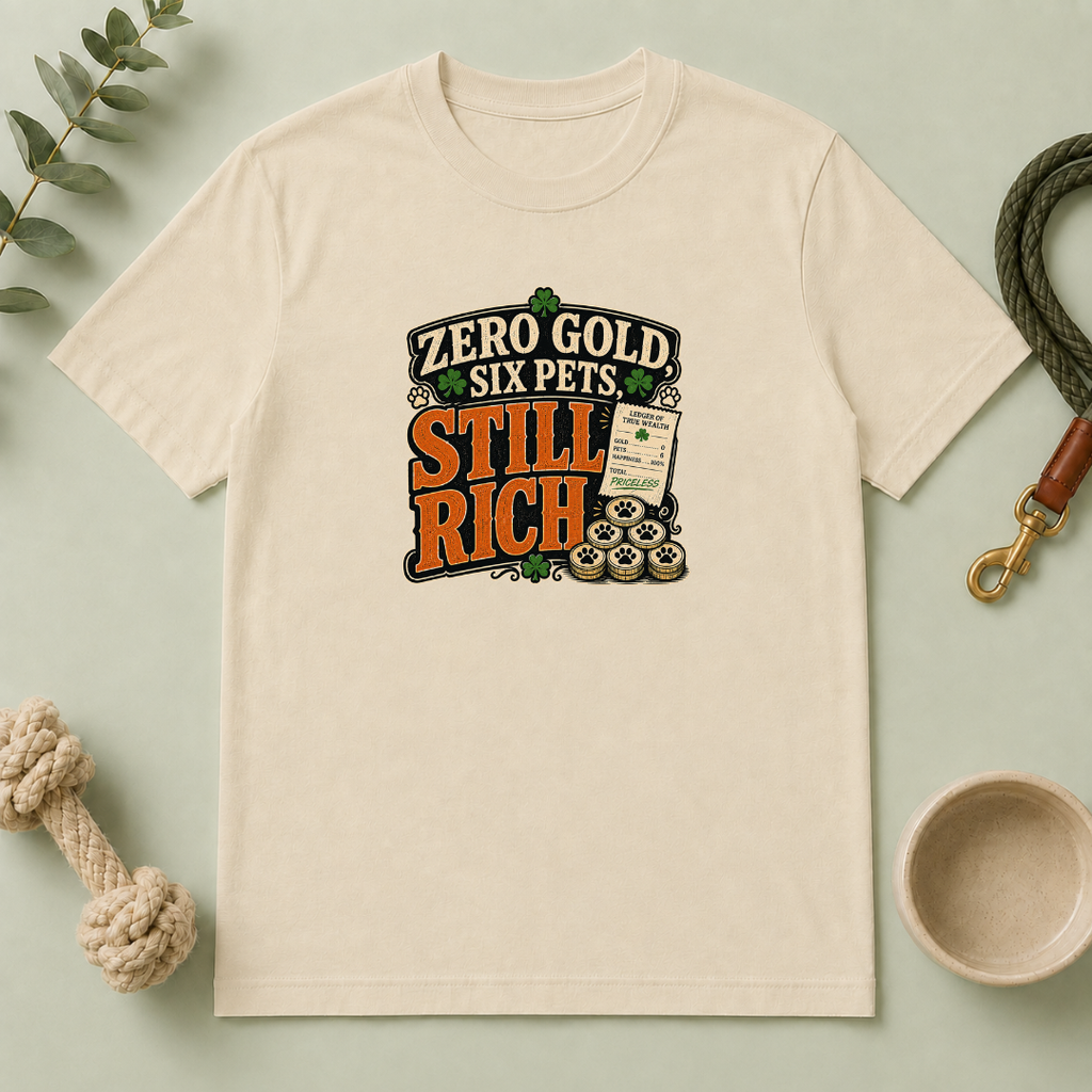 Zero Gold, Six Pets, Still Rich St. Patrick’s Day T-Shirt