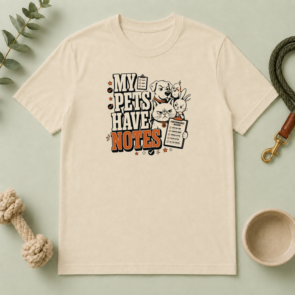 "My Pets Have Notes" Cute Vintage Pet Lover Graphic Tee