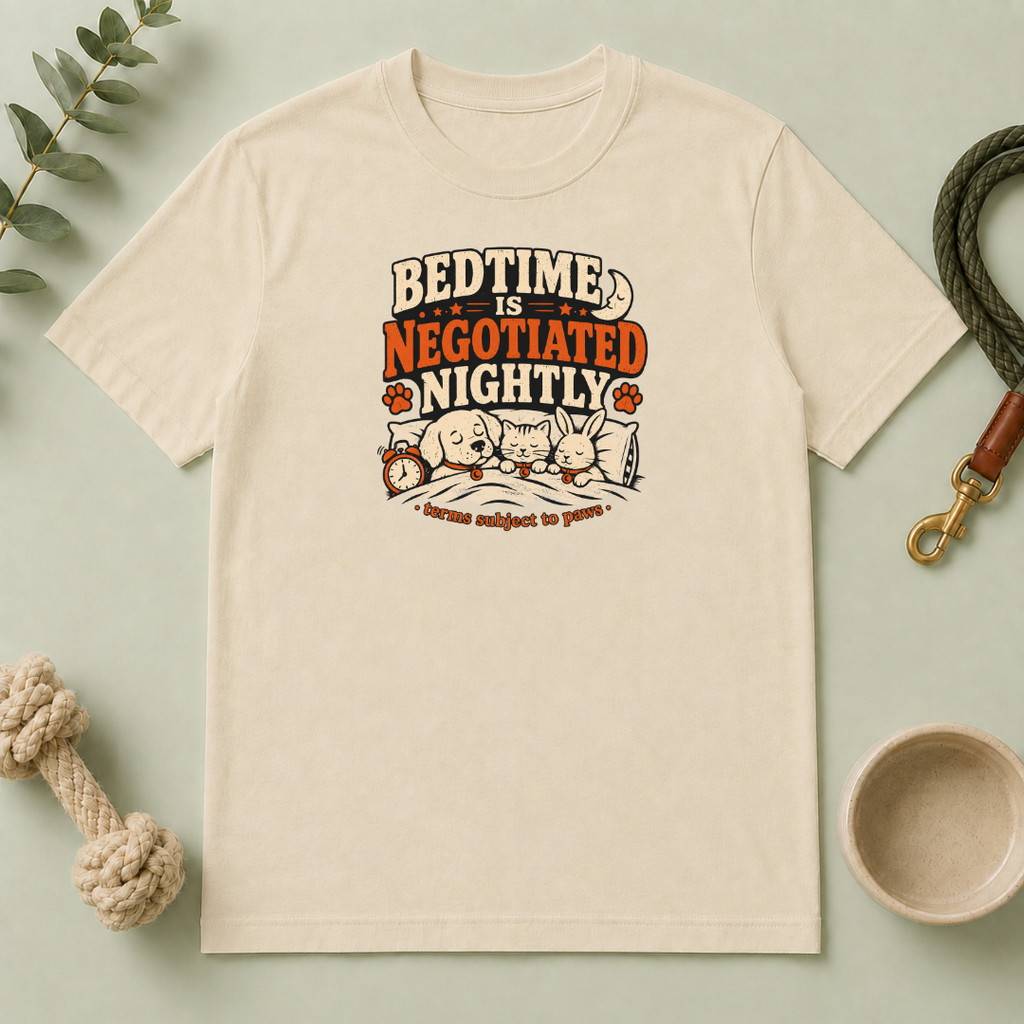Bedtime Is Negotiated Nightly — Cute Sleepy Pets Graphic Tee