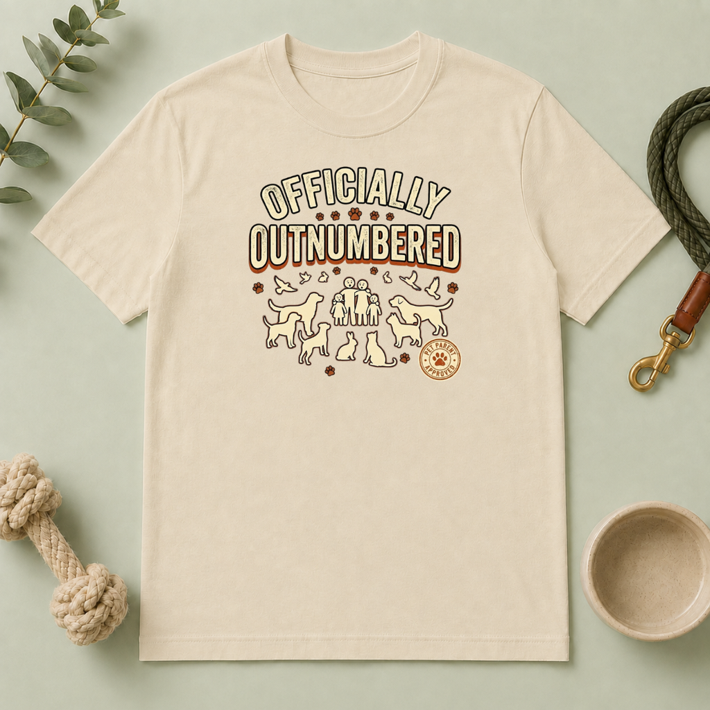 Officially Outnumbered T-Shirt — Funny Family & Pet Graphic Tee