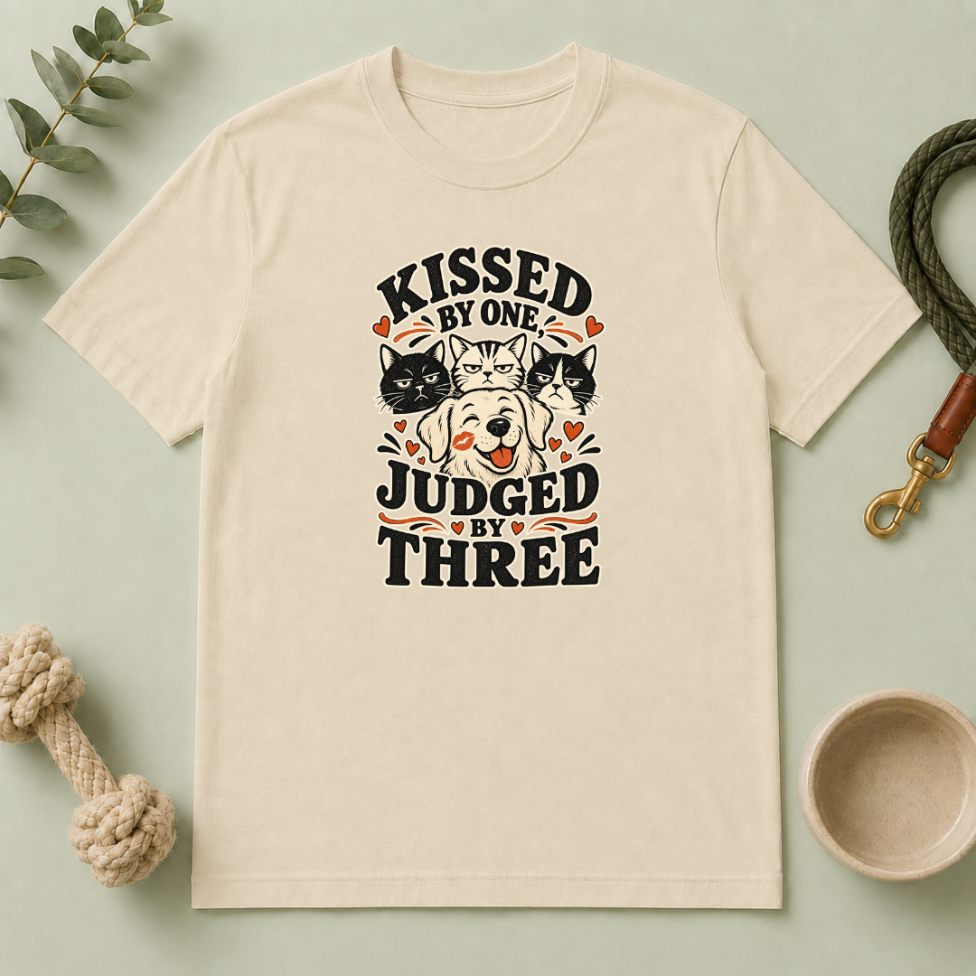 Kissed by One Judged by Three Valentine Pet T-Shirt