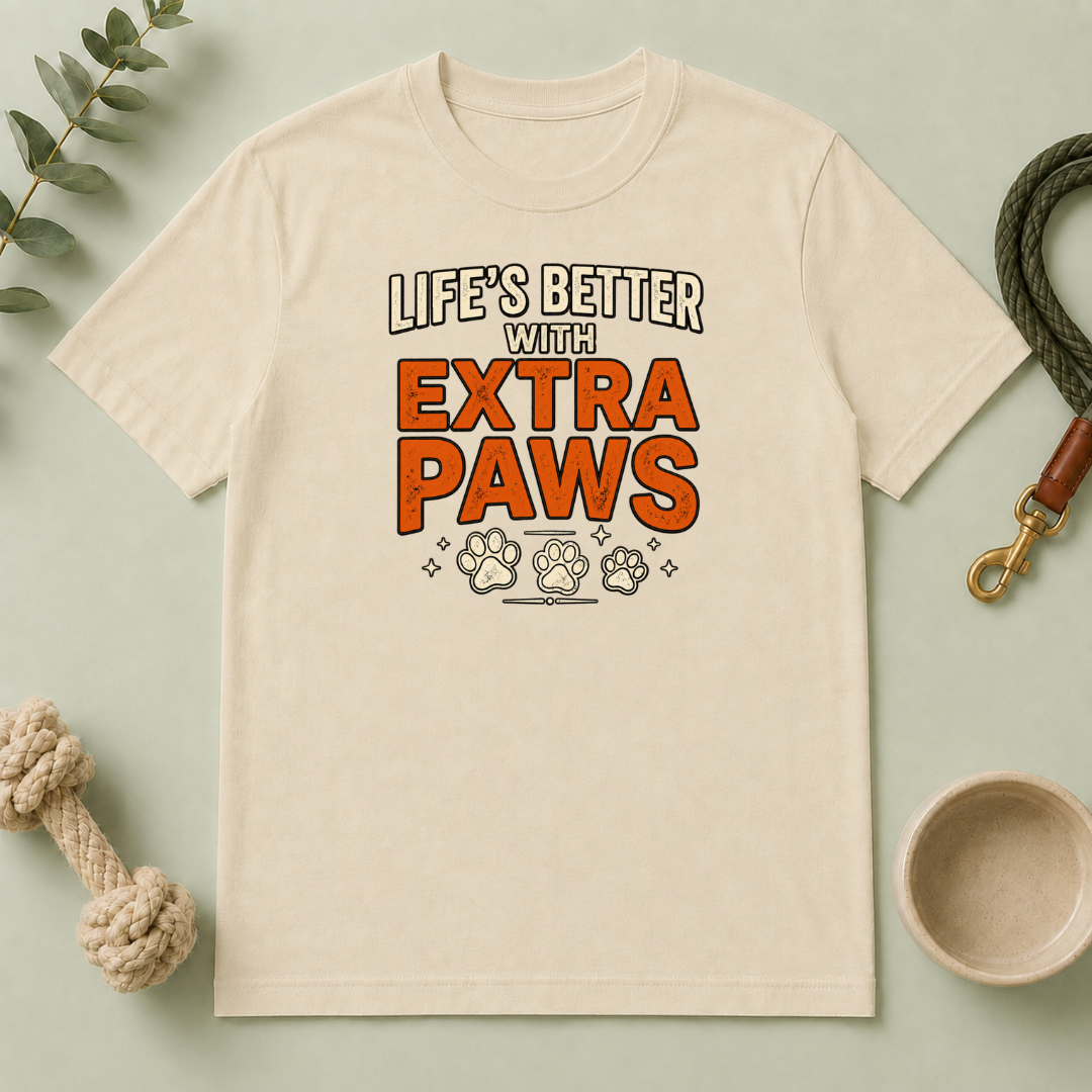 Life’s Better with Extra Paws T‑Shirt — Cute Pet Lover Tee