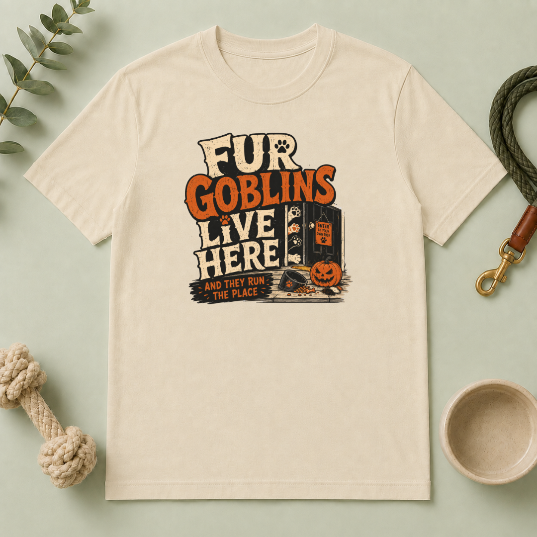 Fur Goblins Live Here Halloween Pet T-Shirt
