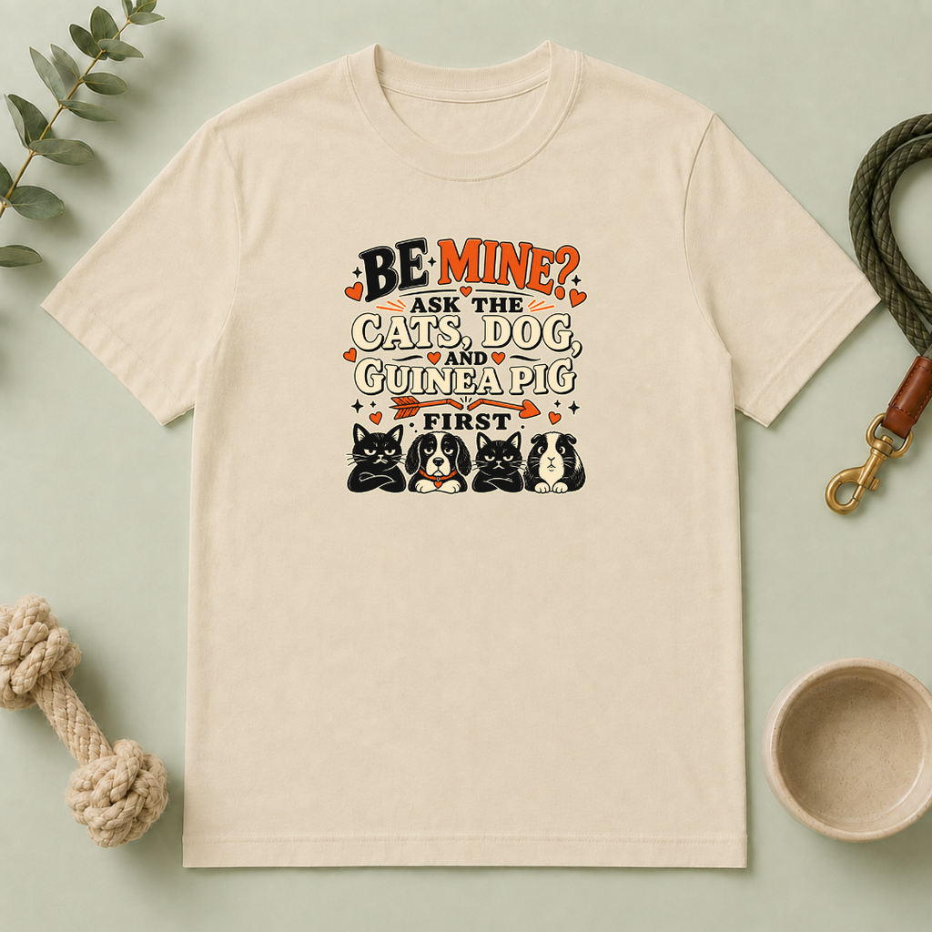 Be Mine? Ask the Cats, Dog & Guinea Pig First Valentine T-Shirt