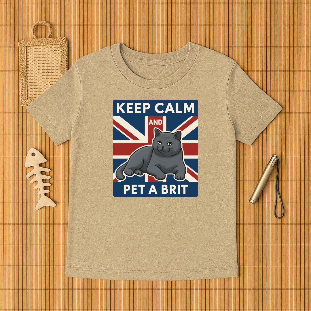 Keep Calm Pet a Brit Cat Tee