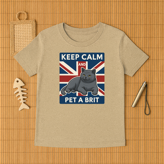 Keep Calm Pet a Brit Cat Tee