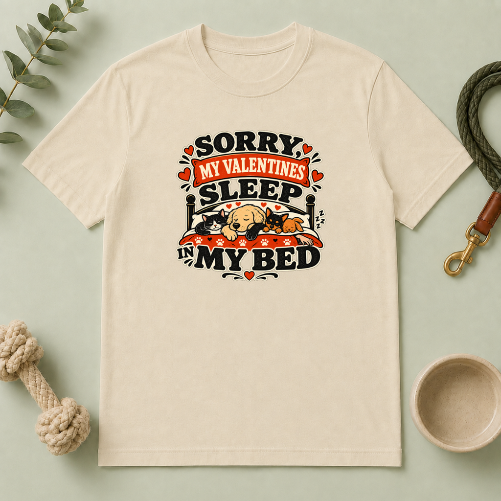 Sorry My Valentines Sleep in My Bed Pet Lover T-Shirt