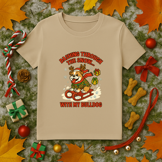 Dashing Through the Snow With My Bulldog