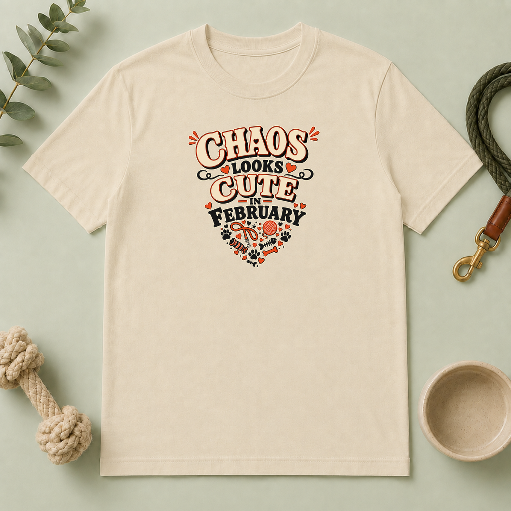 Chaos Looks Cute in February Valentine Pet Parent T-Shirt