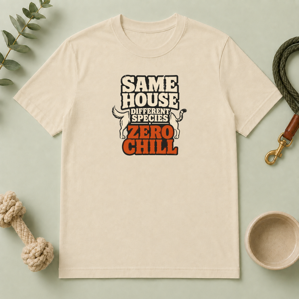 "Same House Different Species Zero Chill" Funny Pet Lover Tee