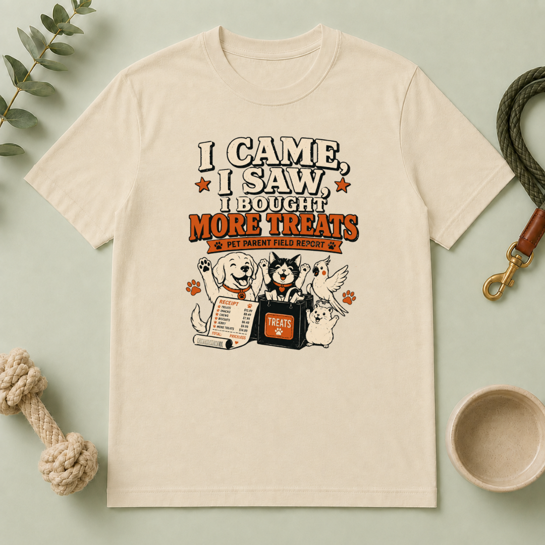 I Came, I Saw, I Bought More Treats Multi-Pet Lifestyle T-Shirt