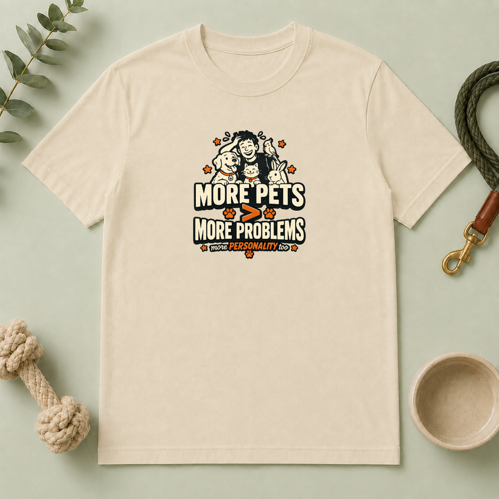 "More Pets > More Problems" Cute Retro Pet Lover Tee