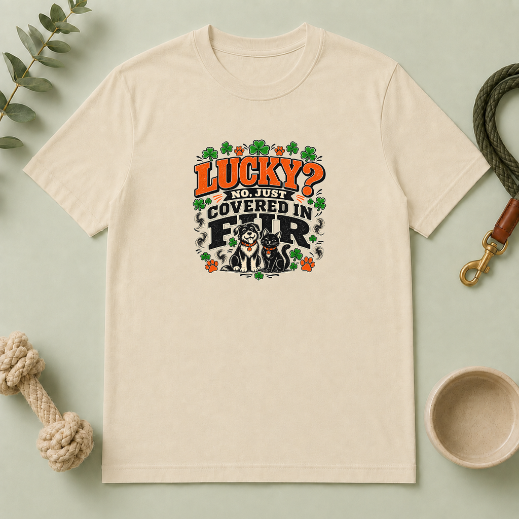 Lucky? No, Just Covered in Fur St. Patrick’s Day T-Shirt