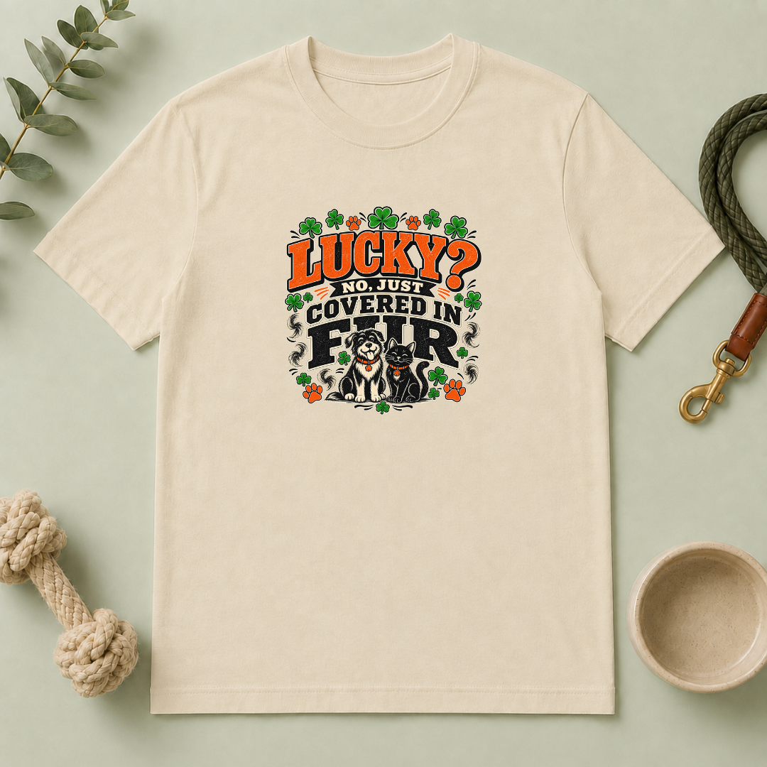 Lucky? No, Just Covered in Fur St. Patrick’s Day T-Shirt