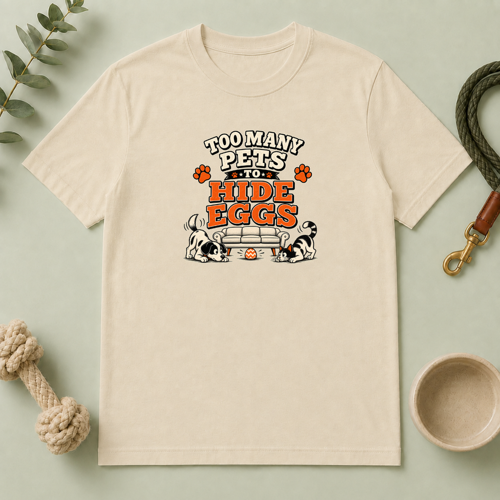 Too Many Pets to Hide Eggs Easter Tee