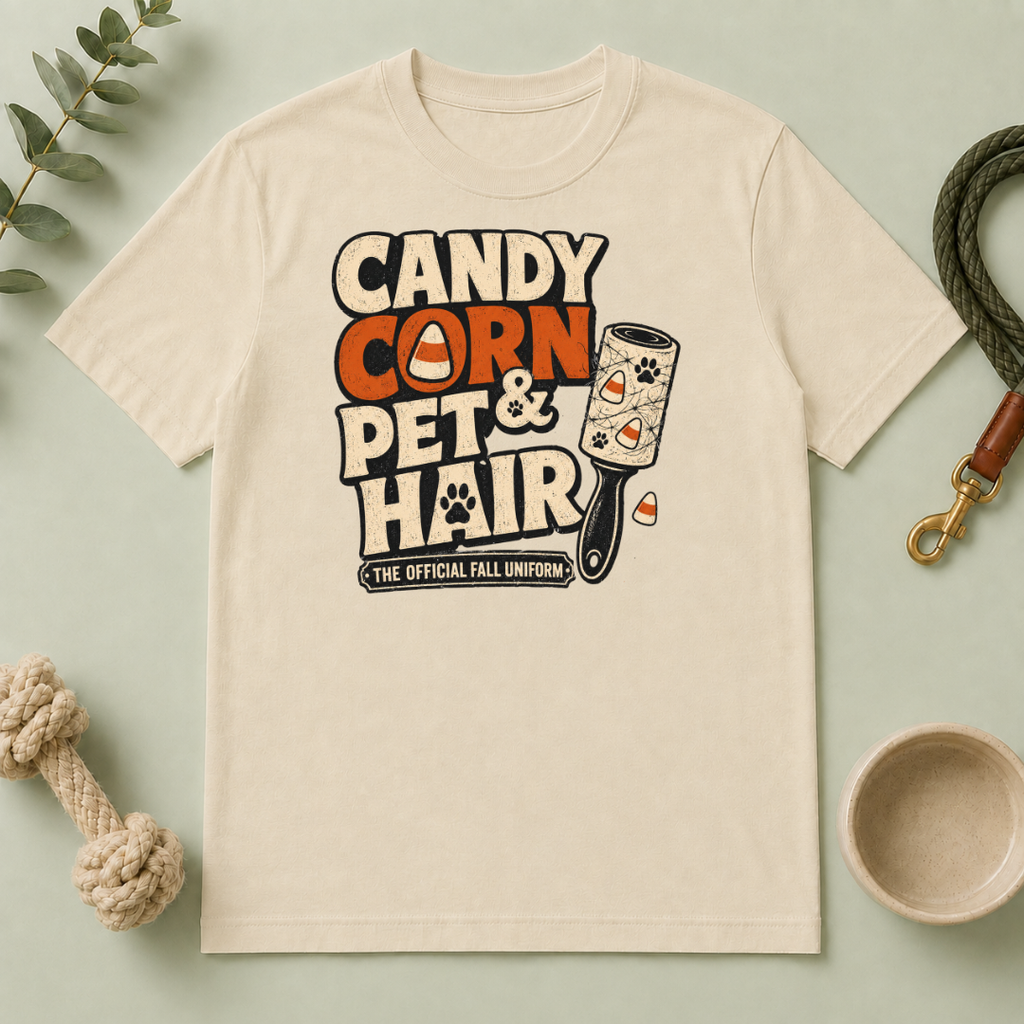 Candy Corn & Pet Hair Halloween T-Shirt