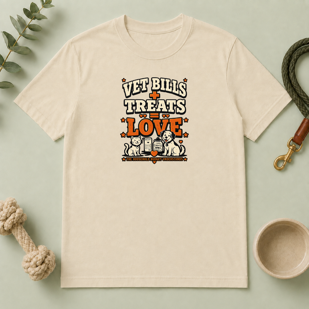 Vet Bills + Treats = Love — Funny Dog & Cat Pet Owner Tee