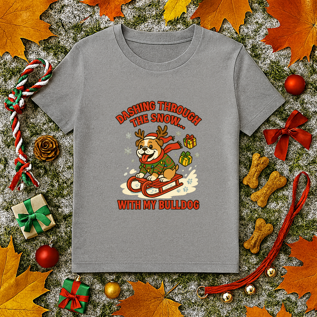 Dashing Through the Snow With My Bulldog