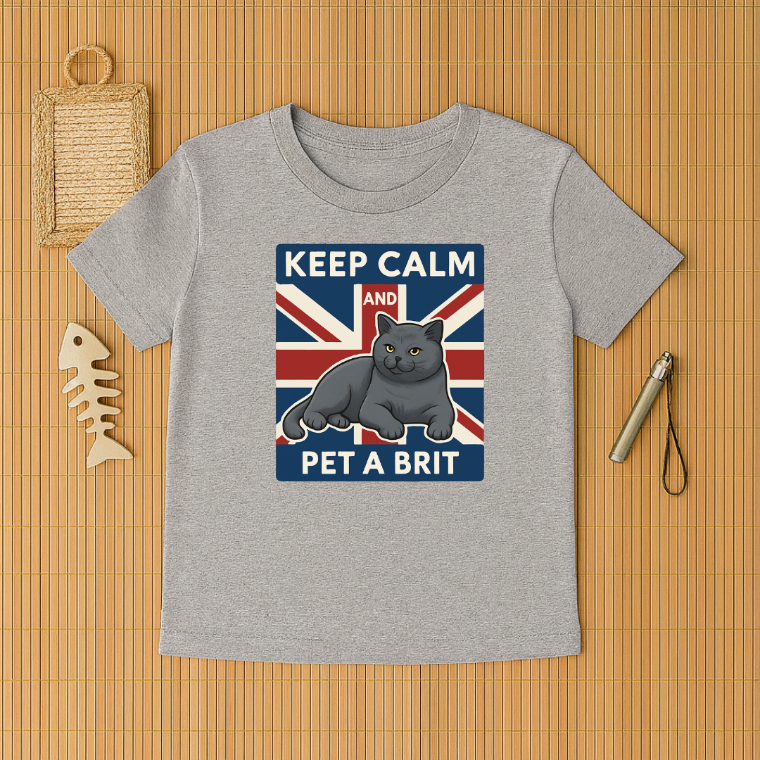 Keep Calm Pet a Brit Cat Tee